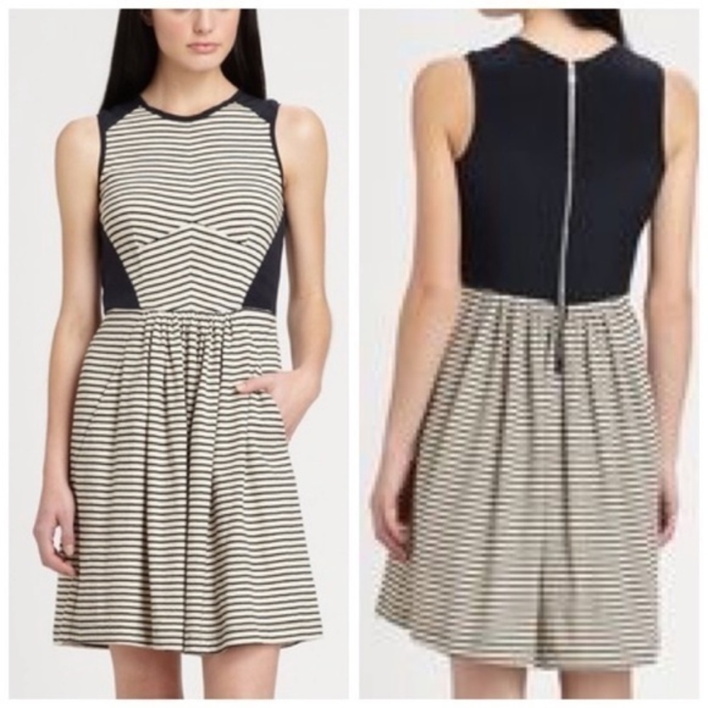 Rebecca Taylor Gray Striped Jersey Dress